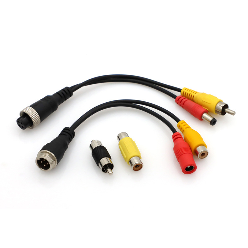 One-half 4P aviation patch cord tail RCA DC male and female AV audio and video power car camera extension cord