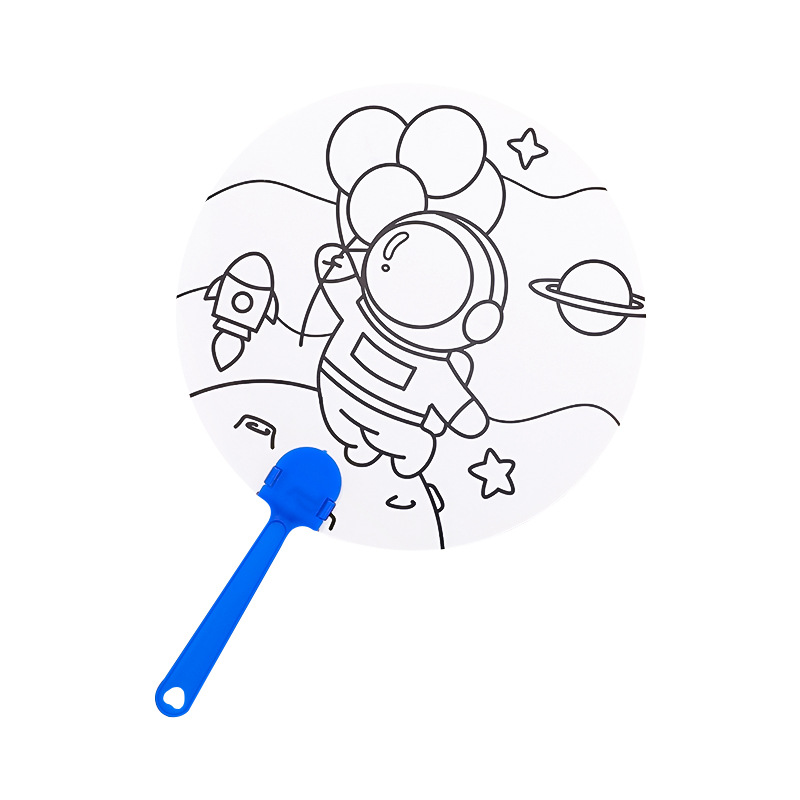 Children's Cartoon DIY Graffiti Fan Kindergarten Handmade Educational Gifts Pupils Painted Small Fan