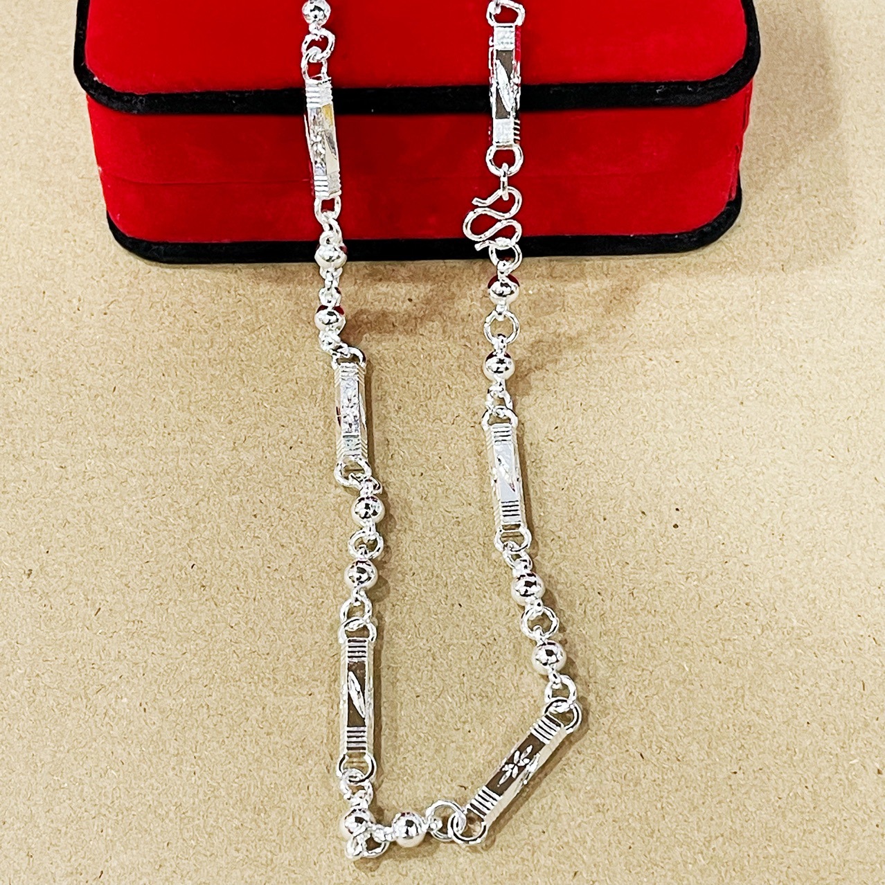 High imitation silver plated necklace slub hexagonal necklace jewelry necklace jewelry bamboo lengthened hexagonal necklace