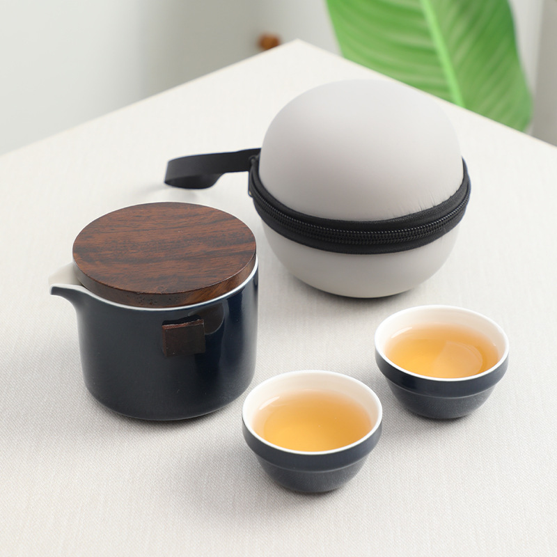 Outdoor Travel Kung Fu Tea Set suit Camping Storage Portable Express Cup Tea Set Bag Simple Business Accompanying Gift
