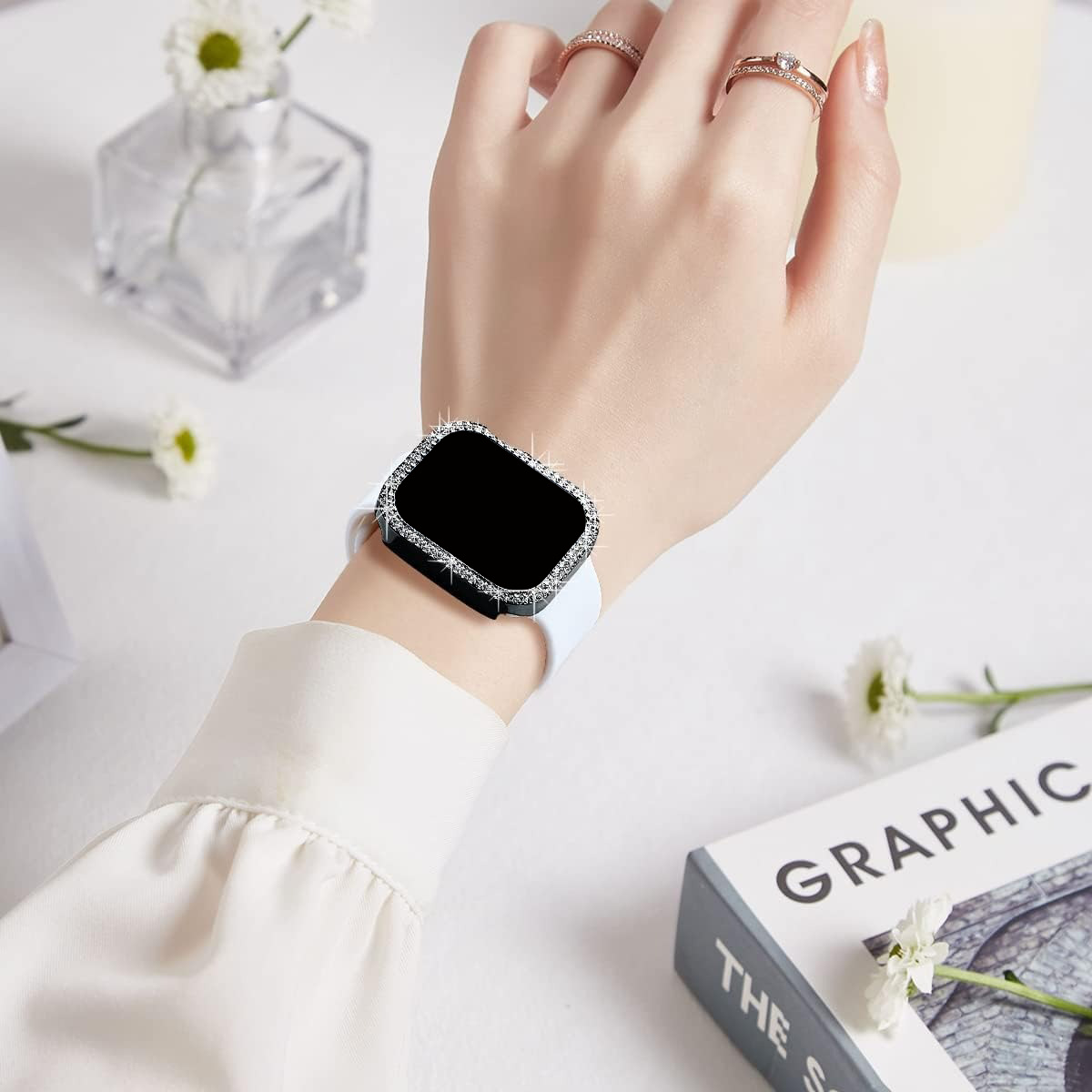 For Apple 10 Generation Watch Case PC Double Row Diamond Apple X Protective Case Apple watch10 Diamond Case