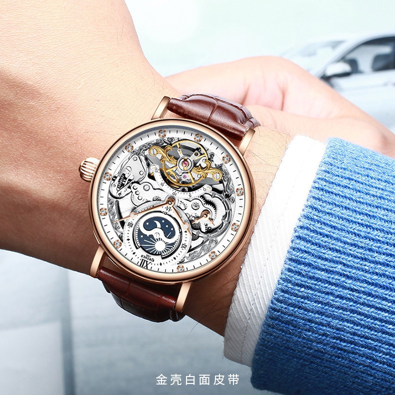 Kinyued Fully Automatic Mechanical Watch Business Men's Watch Tourbillon Mechanical Watch Men's Multi-Functional Men's Watch