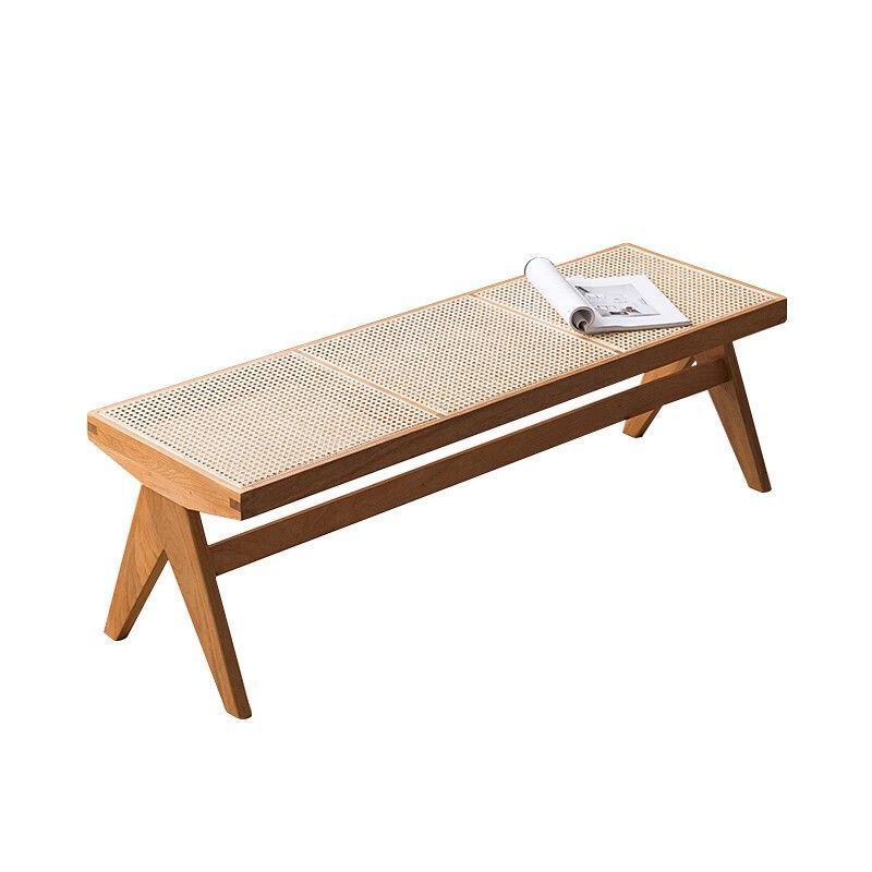 Nordic Solid Wood Bedroom Bed End Stool Rattan Bench Middle Ancient Long Stool Japanese Designer Home Homestay Shoe Changing Stool