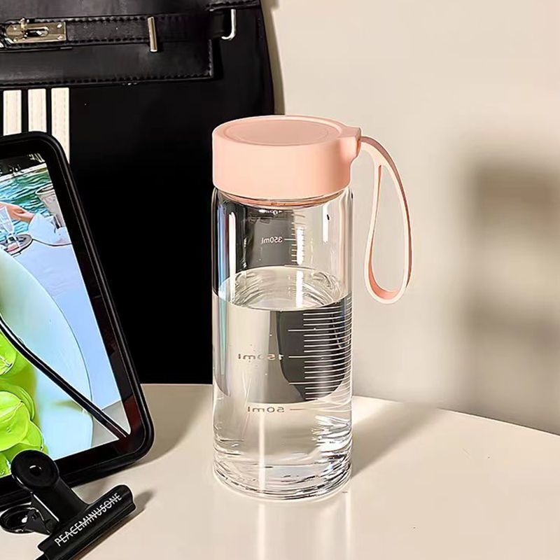 Graduated Glass Cup Ins High-Looking Large-Capacity Female Office Water Cup with Lid Portable Juice Cup Milk Cup