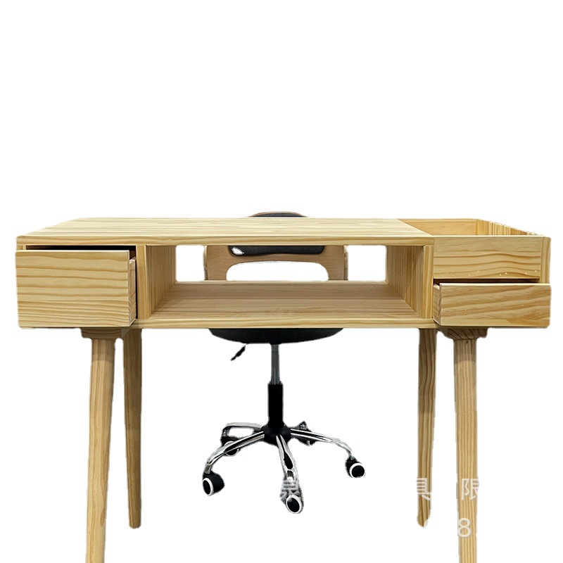 Log Japanese New Style Solid Wood Manicure Table Single Double Manicure Table Multifunctional Double Layer Storage Manicure Table and Chair Set