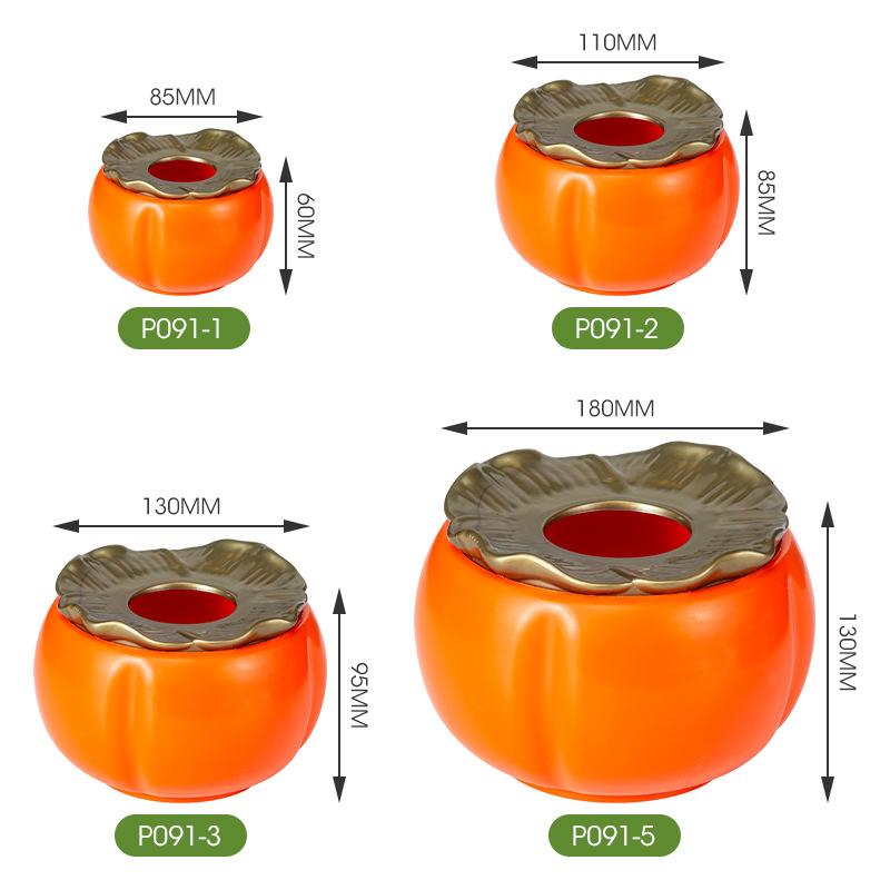 Imitation Persimmon Decorative Vase Sealed Sugar Pot Festive Persimmon Ruyi Pot New Chinese Style Plastic Flower Pot Imitation Ceramic Pot