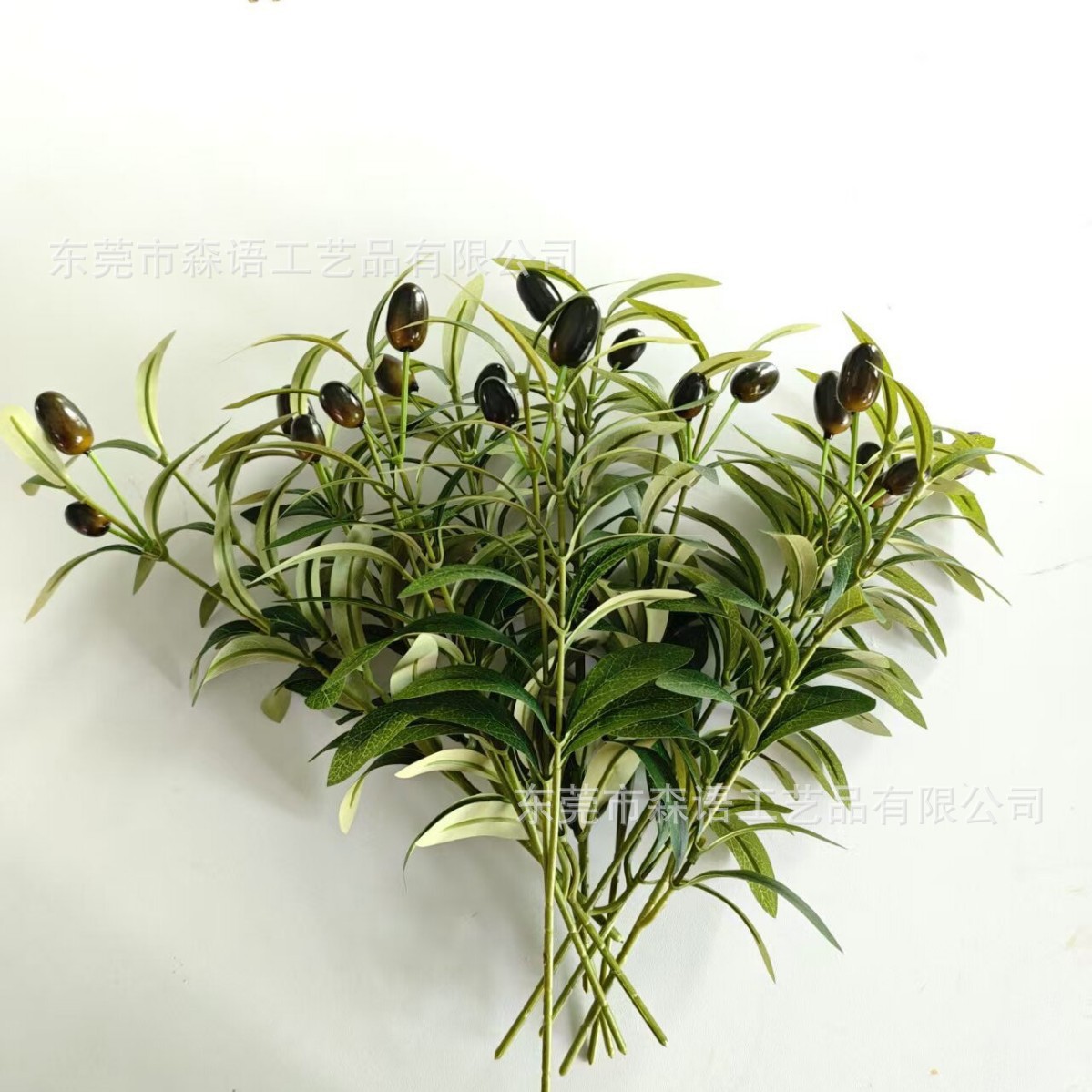 Cross-Border Artificial Olive Branch with Two Branches and Fruit, Artificial Fake Flower Decoration for Wedding, Home Decoration, and Landscaping
