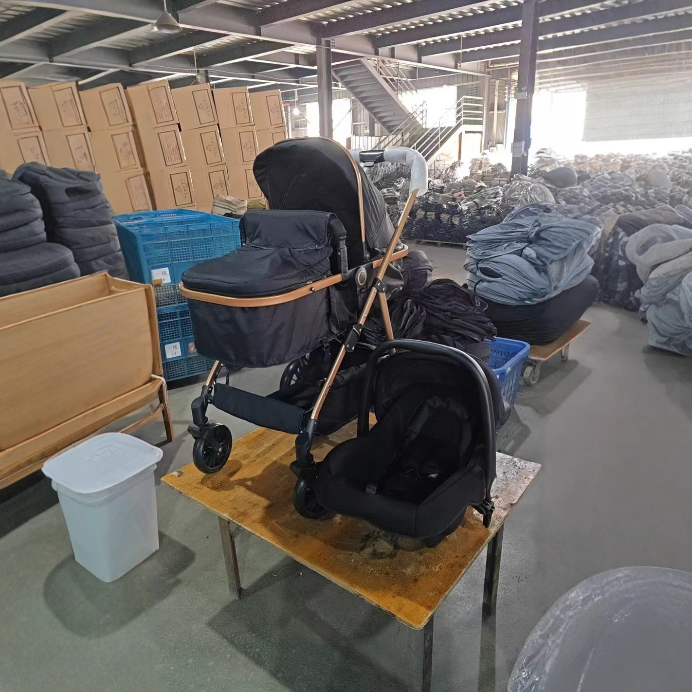 Коляска с корзиной, может сидеть и reclining, высокая, складная, двухсторонняя детская коляска, четырехколесная, золотая трубка