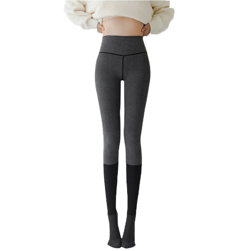 Autumn and Winter Cotton Thermal Leggings for Women, Petite, Segmented, Slight Compression, One-Line Gusset, Fleece-Lined, High-Waisted, Outerwear, Integrated Cotton Pants
