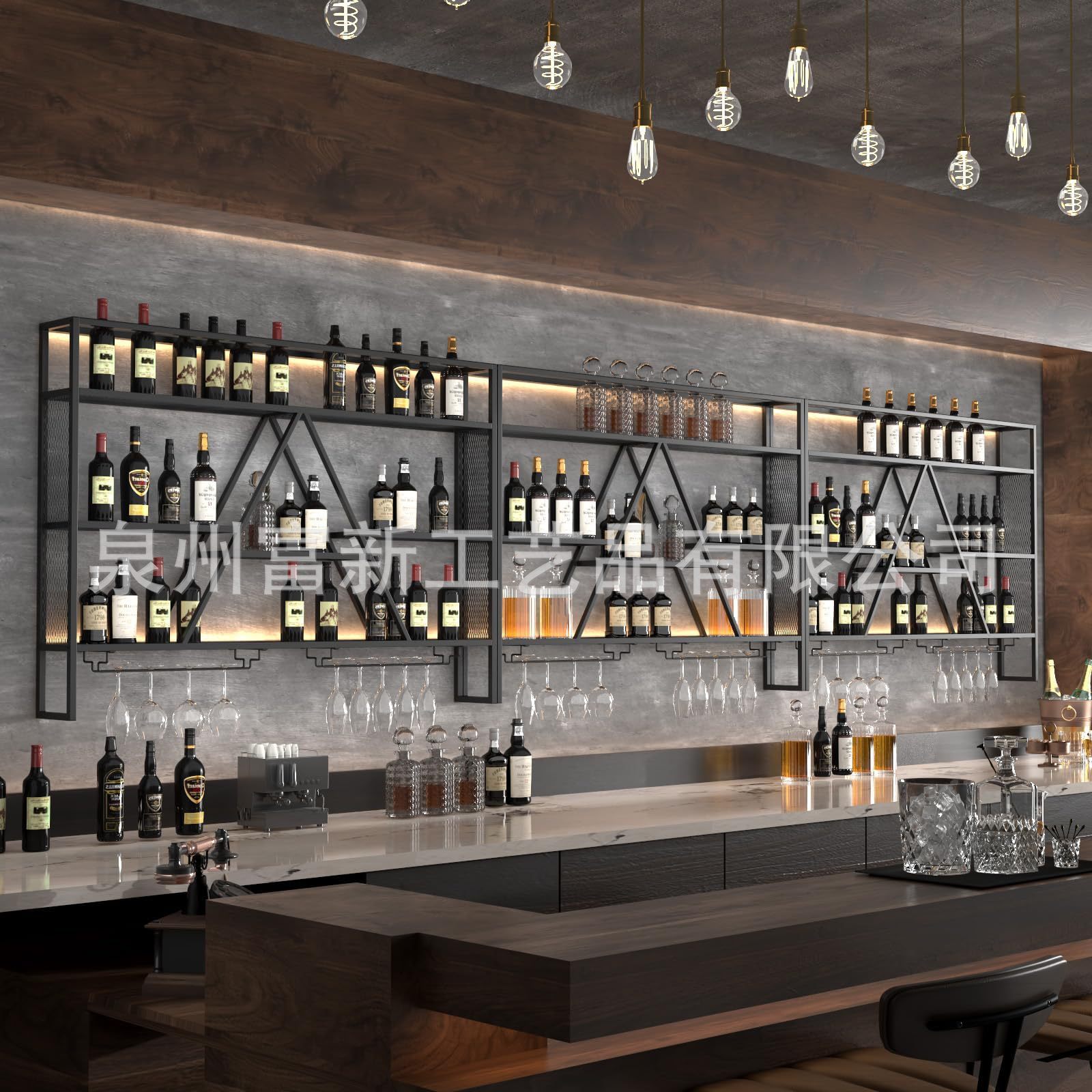 Disassembly and Assembly of Wall-Mounted Wine Rack Metal Storage Modern Bar Red Wine Storage Rack Wine Display Restaurant Red Wine Rack