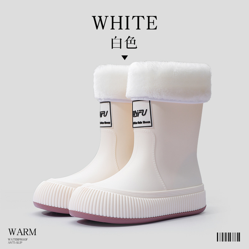 Rain Boots for Women, Fashionable Outer Wear, Women's Water Shoes, Non-Slip, Waterproof and Velvet, Family Rain Boots, Mid-Calf Water Boots, Kidsren's Rain Boots