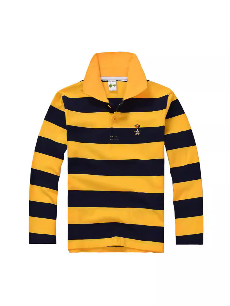 Children's Wear Boys' Bottoming T-shirt New Spring Wear Children's Pure Cotton Polo Shirt Lapel Long Sleeve T-shirt Thin T-shirt