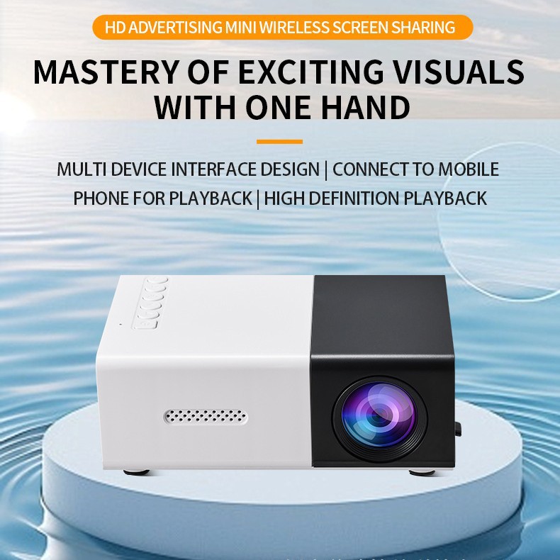 New Yg300 Wired Mobile Phone Connection with Same-Screen Projection, USB Cable Power Supply, Led Portable Micro Mini High-Definition Projector