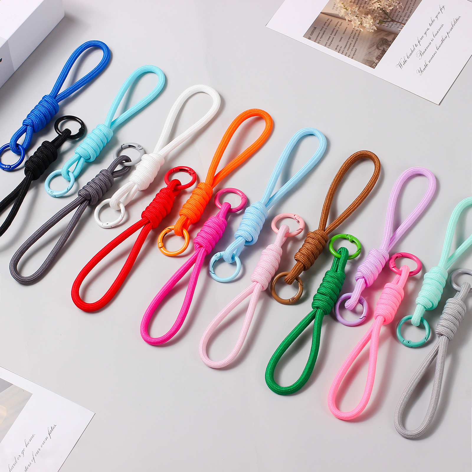 Popular Creative Simple Mobile Phone Lanyard Doll Card Holder Boarding Pass School Bag Keychain Colorfulful Braided Rope Hanging Jewelry
