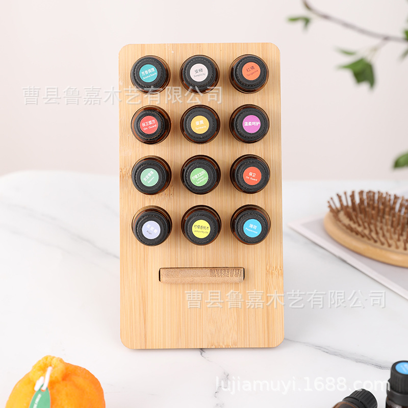 In-Stock Doterra Display Stand 12-Slot Essential Oil Rack Desktop Dispensing Bottle Display Detachable Bamboo Wood Rack Direct from Manufacturer