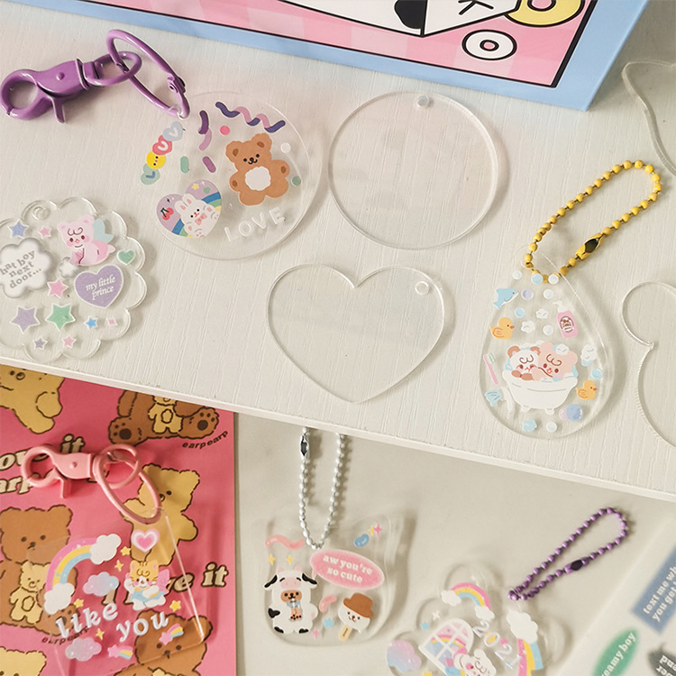 Acrylic goo chuck factory wholesale goo card DIY keychain pendant transparent gradient glitter laser ancient chuck