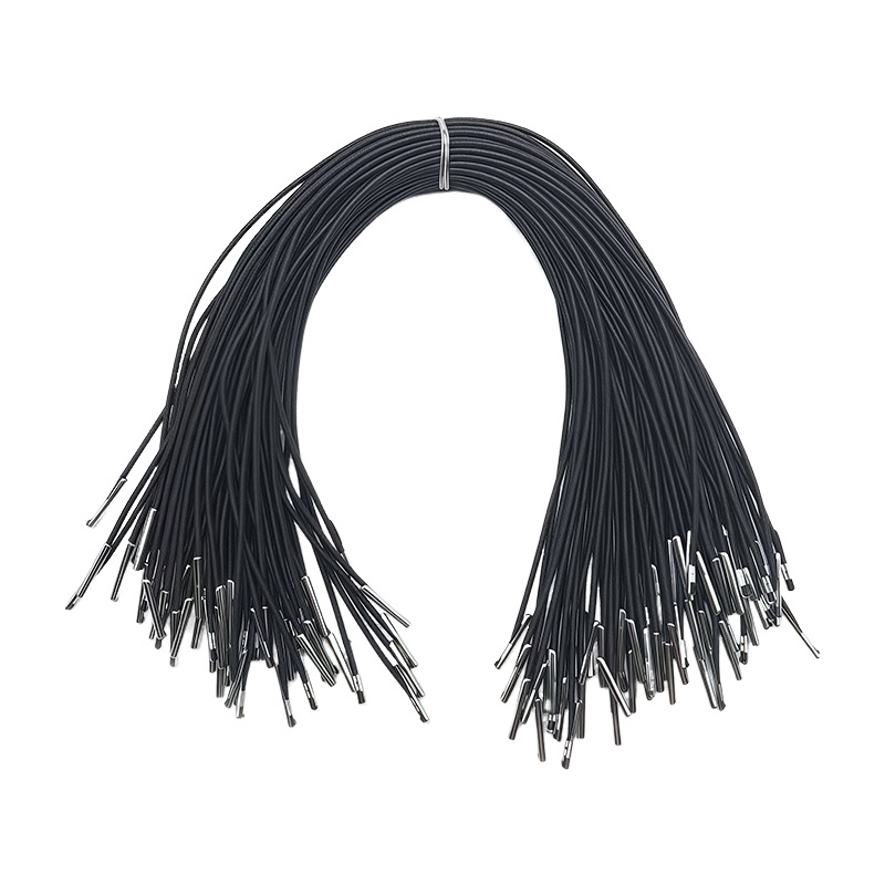 Factory Direct Sales 1.2mm White High-Elasticity Fixed Rope with Metal Barbed Buckle for Masks/Hang Tags/Packaging Elastic Cord