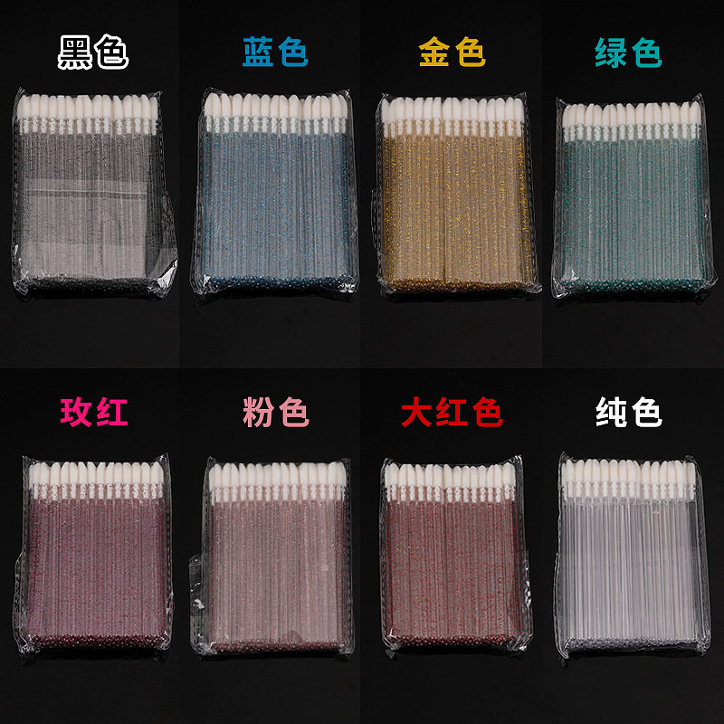 Gold hole disposable lip brush stick solid crystal rod lip brush portable lip glaze brush single lip brush makeup brush tool