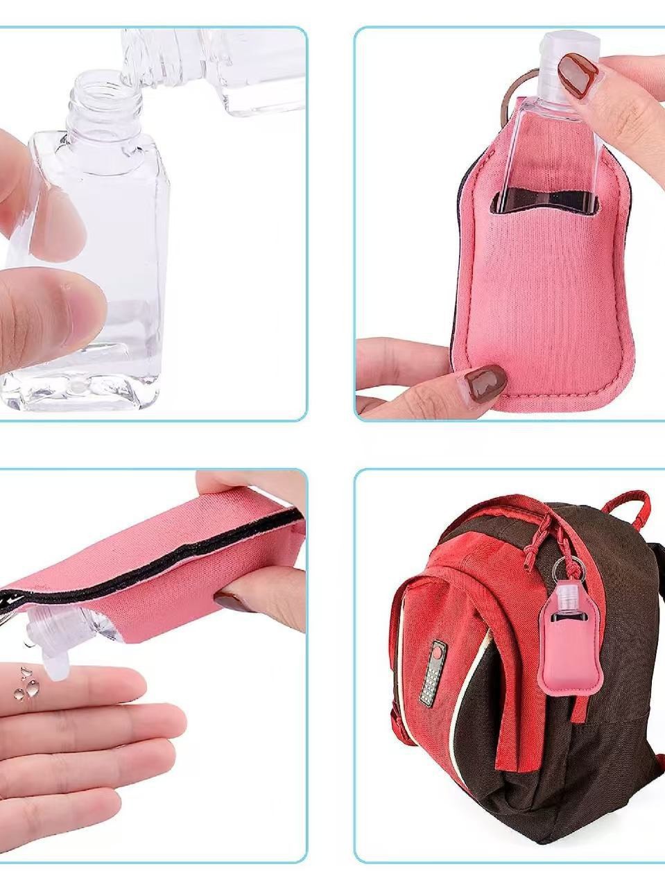 Spot Solid Color Diving Material Printed Hand Sanitizer Storage Cover Divided Bottle Antibacterial Liquid Protective Cover Cross-Border Supply