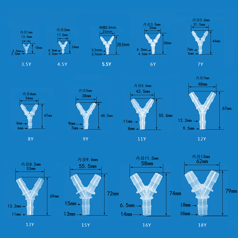 Y-образный прозрачный пластиковый тройной соединитель, угловой соединитель для шланга