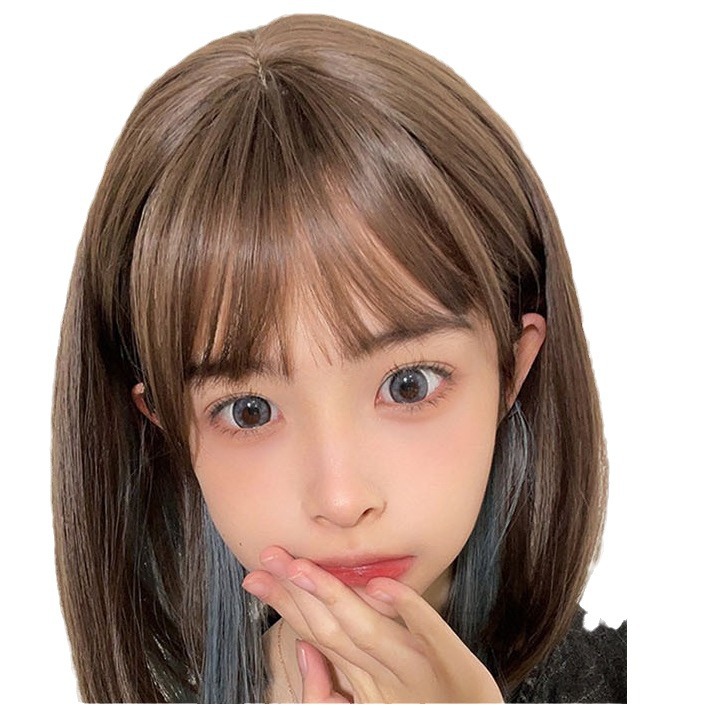 Wig Bob Female Short Hair Artificial Full Head Cover Natural Hair Round Face Hairstyle Fashionable Age-Reducing Bangs Wig Set