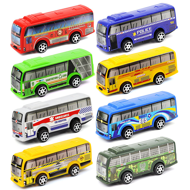 Wholesale Kidsren's Toy Car, Eight-Color Pull-Back Bus, Street Stall Hot Selling, Amusement Park Kindergarten Activity Gift