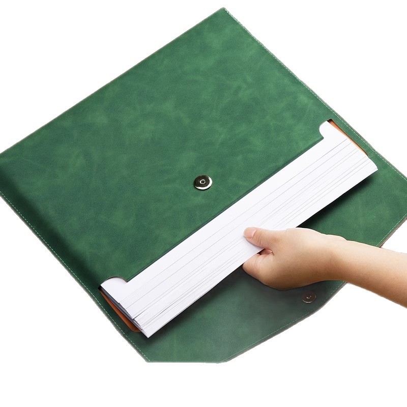 A4 Business Leather Storage Document Document Test Paper Holder Waterproof Large Capacity Document Bag Customizable with Printable Logo
