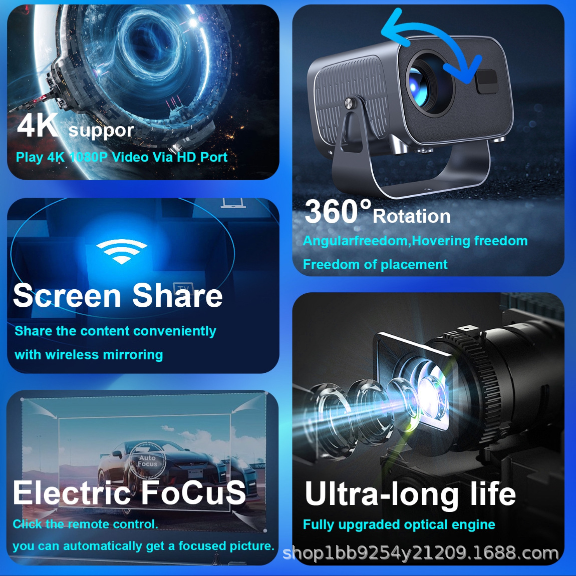 Cross-Border Source V8 Projector Smart Home Office 720P High-Definition Portable Outdoor Camping Low-Noise Factory Direct Supply