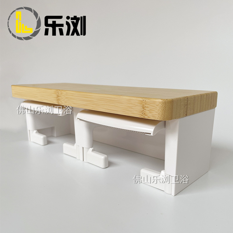 Cross-Border Bamboo Paper Towel Holder for Hotels, Guesthouses, Restaurants, Bathrooms, Toilets, Wall-Mounted Double Roll Paper Storage Rack Box