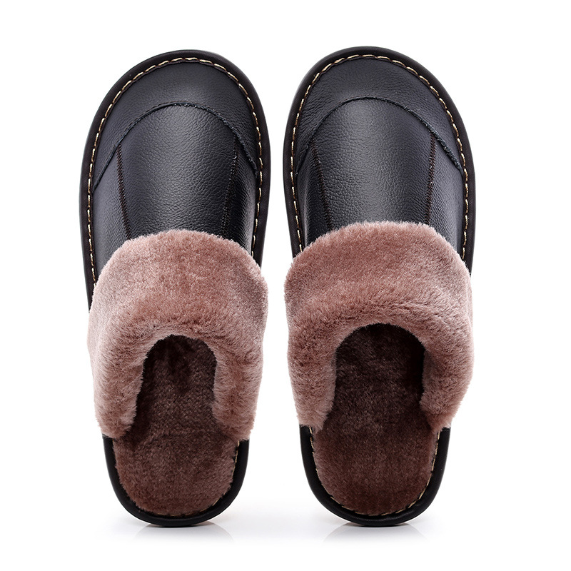 Cotton Slippers Thick Bottom Household Thickened Warm Non-slip Home Couple Slippers Indoor Leather Slippers