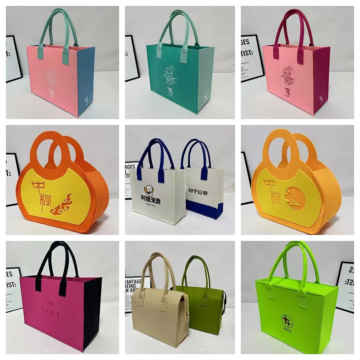 Manufacturer Customized Felt Bag Logo Large Capacity Thickeneded Advertising Gift Bag Corporate Satchel Shopping Tote Bag