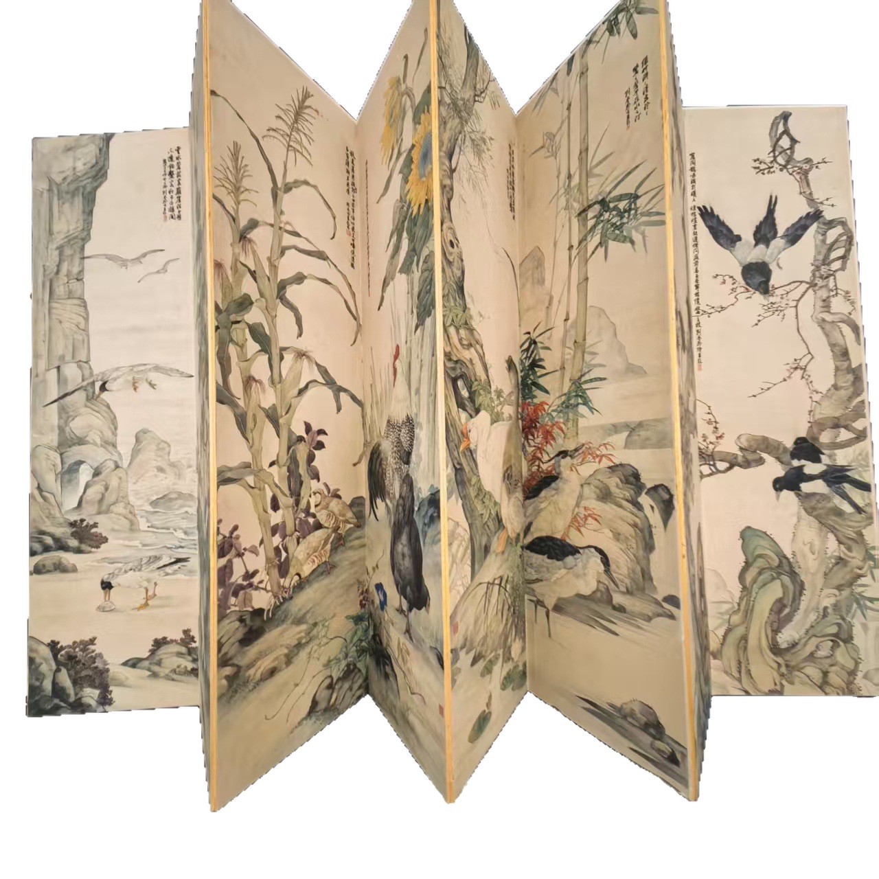 Antique Calligraphy and Painting by Liu Kuiling, Famous Work "Branches Talking", Decorative Screen, Large Painting Screen, Direct Sales from Manufacturer, Ample Supply
