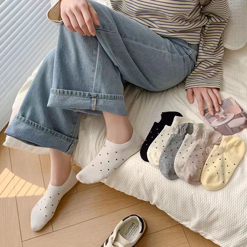 New spring and summer new 2024 Korean style ins small wave point boat socks breathable socks small fresh casual women's socks batch