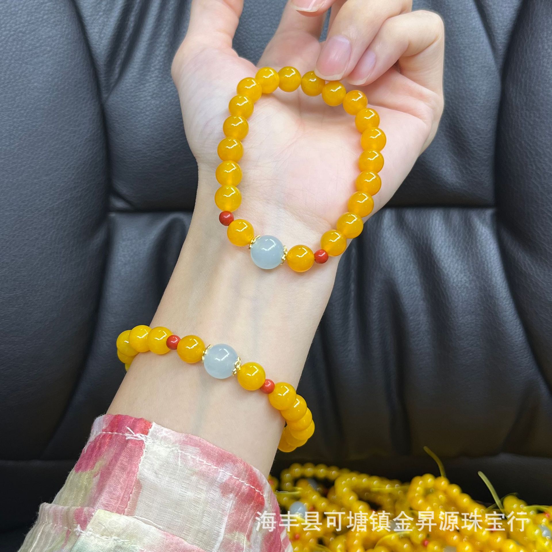 Натуральный желтый агат, желтый браслет с аквамарином, южный красный браслет, пчелиный воск, оптовая продажа