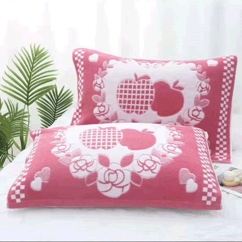 A Pair of Pure Cotton Sweat-Absorbent Towels, Terry Pillow Towels, Single Student Adult Cross Flower High-End Pillow Towels