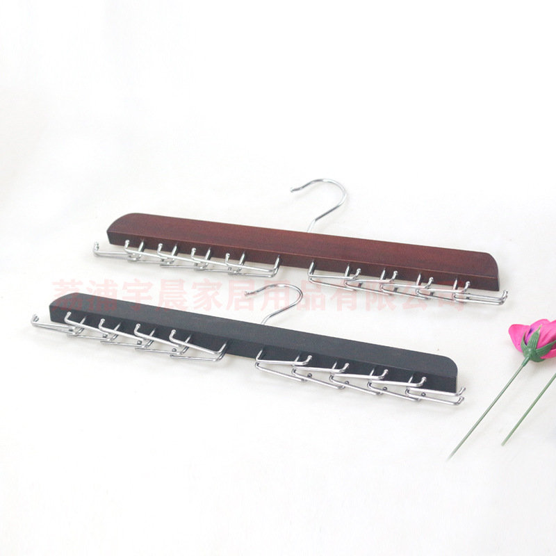 Solid Wood Scarf and Tie Rack with 24 Hooks, 16 Adjustable Hooks for Hanging Underwear and Camisoles, Cross-Border Hot Sale