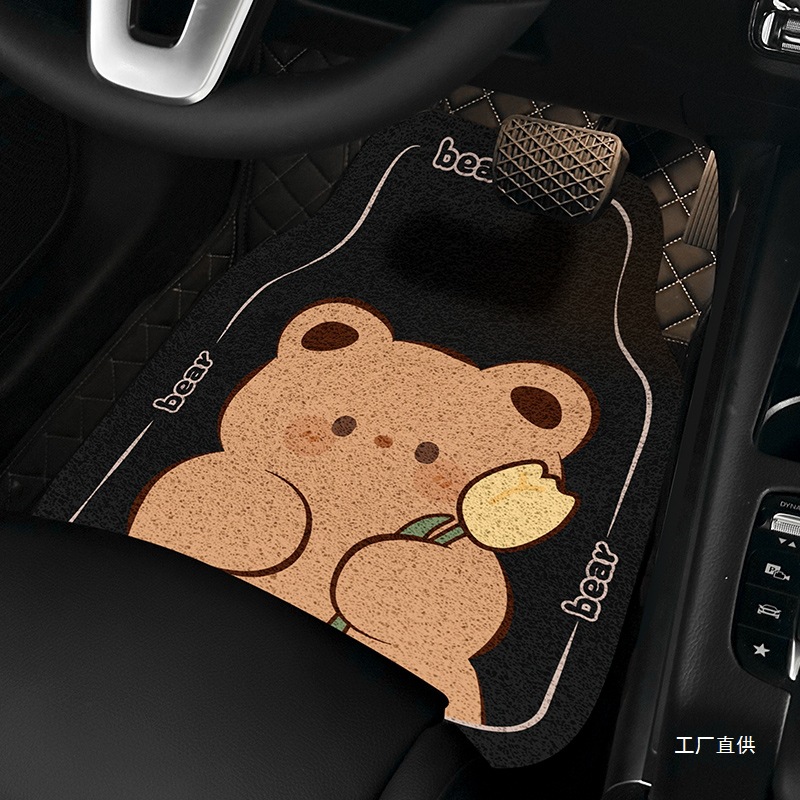Cute Cartoon Car Floor Mat Silk Loop Single Piece High-End Car Interior Anti-Dirt Carpet Protective Mat Thickened Universal for Girls