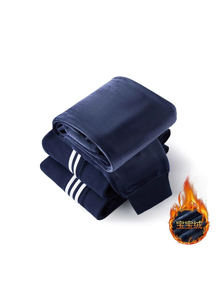 [Tug-Tie Collection] Thickened School Pants for Primary School Students in Autumn and Winter for Primary and Secondary School Students for Men and Women with Leg-Tie and Velvet School Pants