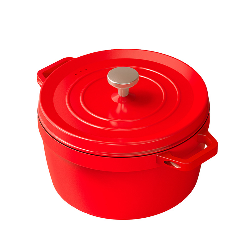 Cross-border Direct Supply Red Soup Pot Enamel Pot Non-stick Pot Thickened Binaural Ceramic Pot Stew Pot Universal for Induction Cooker Gas