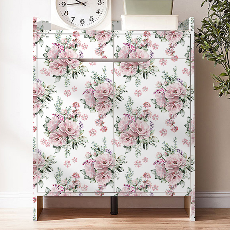 Ретро цветочные наклейки для шкафа, наклейки для обувного шкафа, мебельный маскировщик, самоклеящиеся обои, наклейки для раздвижных дверей, обои для спальни