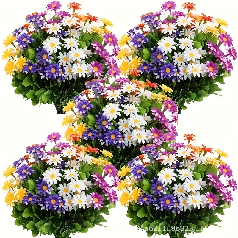 Popular Artificial Chamomile Small Daisy Artificial Bouquet Plastic Flowers Outdoor Balcony Living Room Decoration Table Flowers