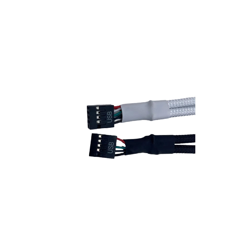Motherboard USB2.0 9-pin to double 9-pin one-two 9PIN to double 9USB shielded wire mesh black white