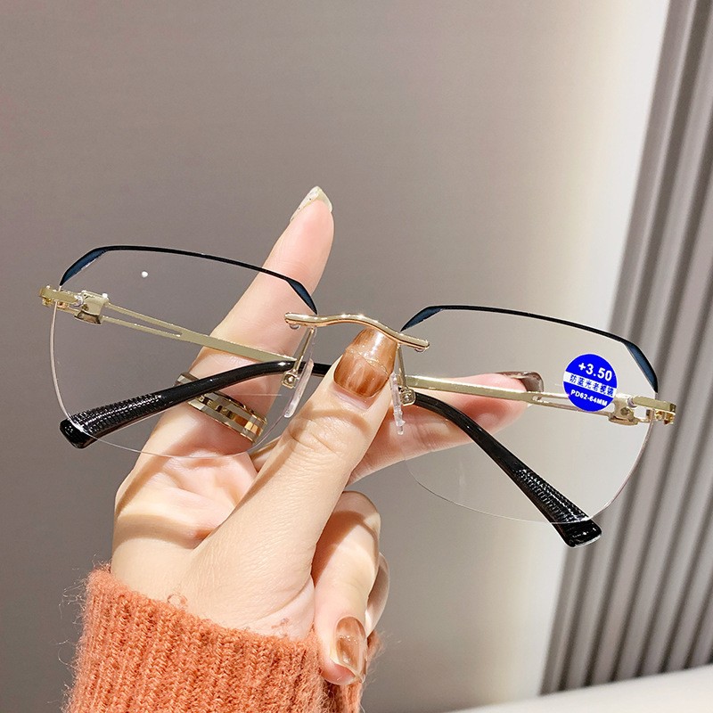 Новые безрамные очки для чтения с синим светом, модные для пожилых и среднего возраста, высококачественные