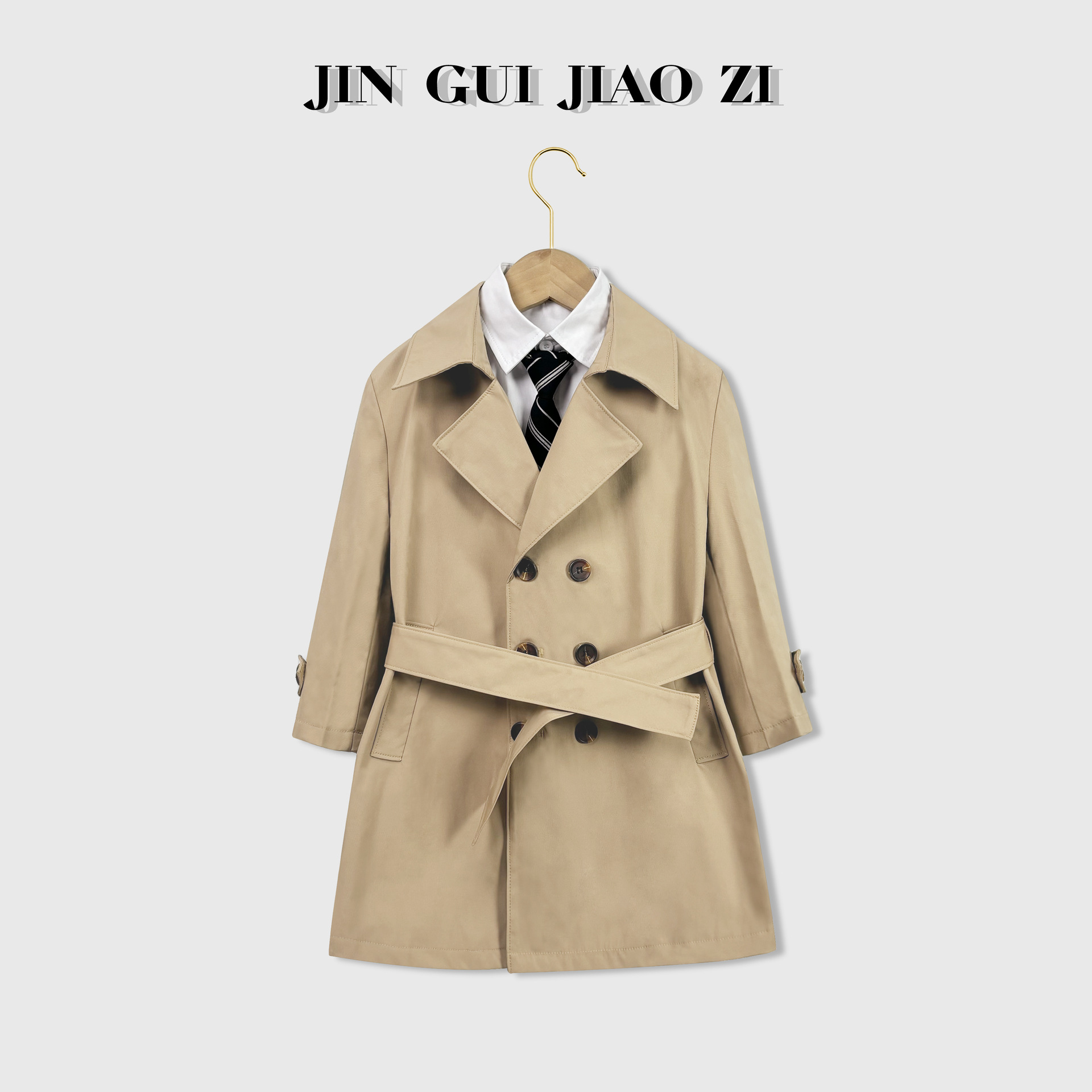 2024 Autumn and Winter Children's Wear Boy's Trench Coat Children's Long Coat British Mid-Big Children's Stylized Baby Coat Trendy Cool