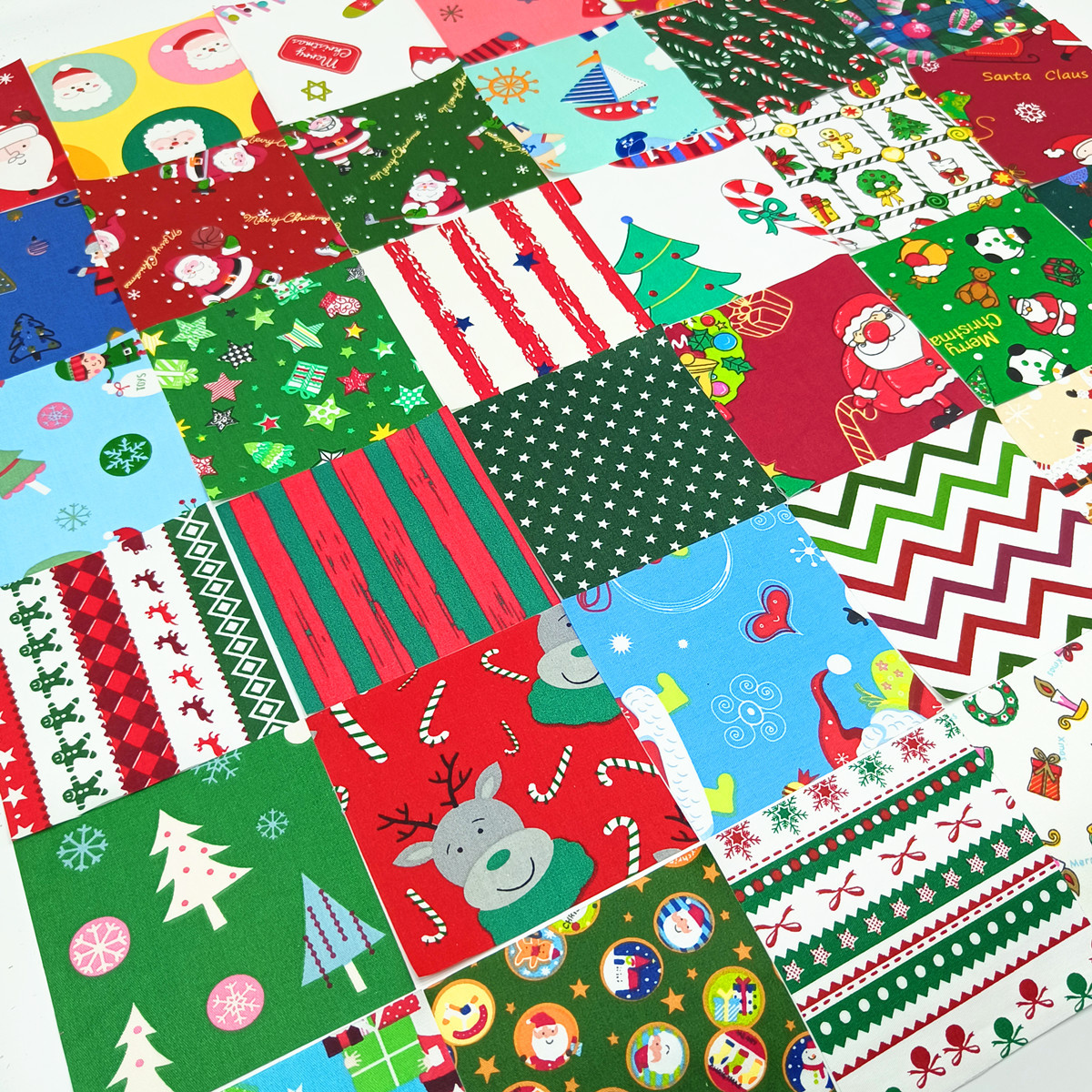 New Christmas Series Small Cloth Strips Small Cloth Set Pure Cotton Christmas Pattern Decorative Strips DIY Patchwork Ready Stock Wholesale