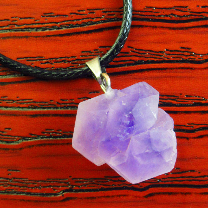 Natural Crystal Pendant Amethyst Necklace Women's Fantasy Lavender Original Stone Pendant Jewelry Gift