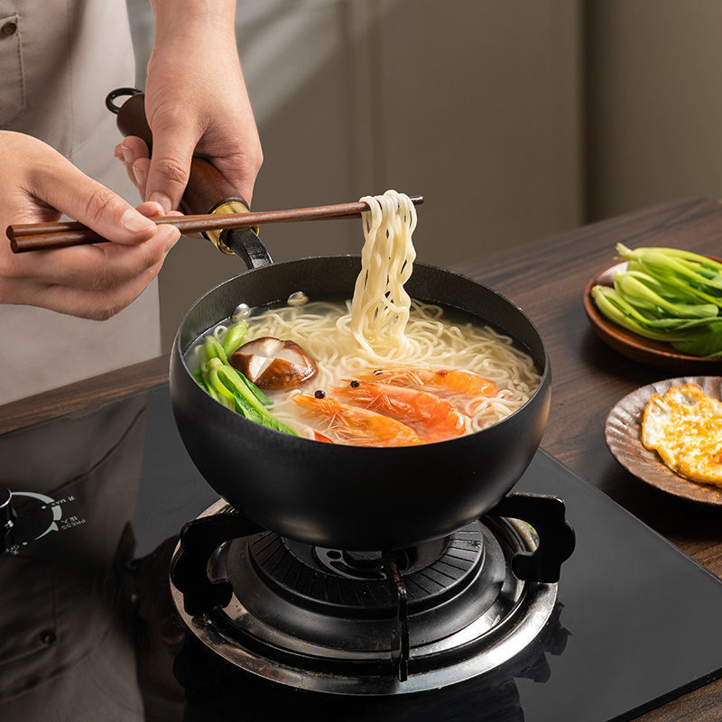 New Arrival Gufa Tadu Wok Household Wooden Pot Flat Bottom Wok Uncoated Wok Gas Stove Induction Cooker Available