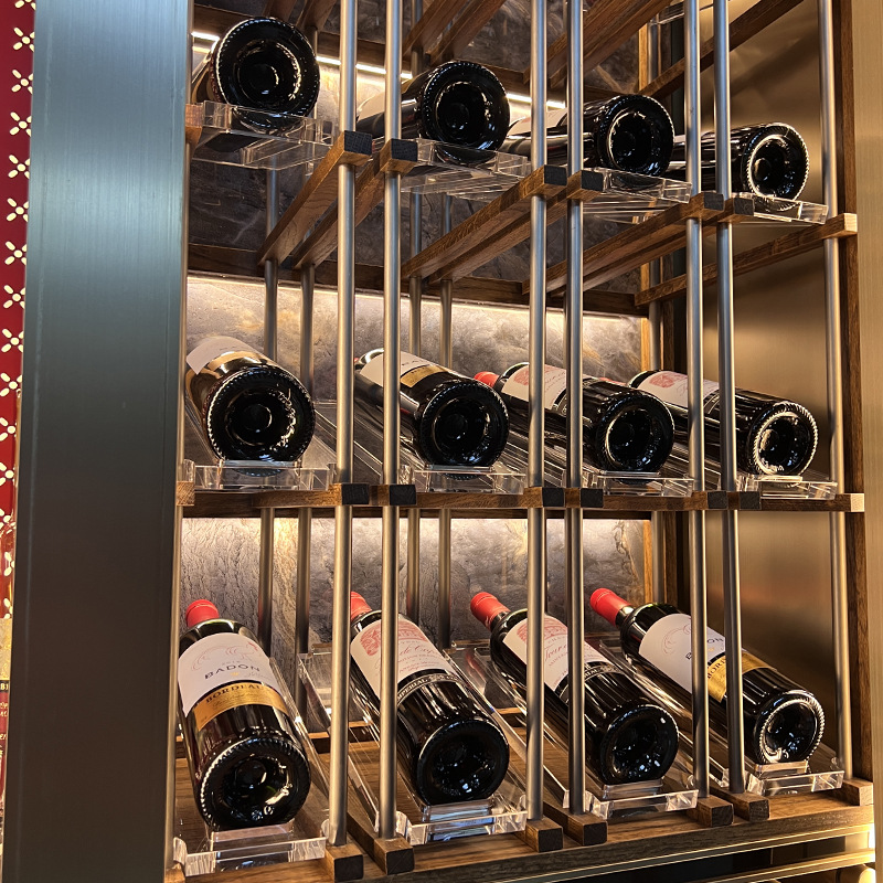 New Light Luxury Stainless Steel Constant Temperature Smart Wine Cabinet Display Cabinet Wall-Mounted Living Room Wine Rack Glass Door White Wine Cabinet