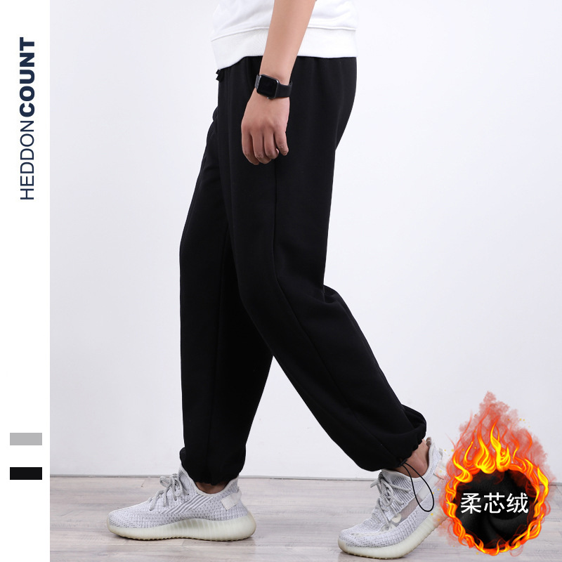 Dengjue Men's Wear 2025 Autumn 350g Heavyweight Loose Drawstring Jogger Pants with Fleece, Heavyweight Fleece Sweatpants