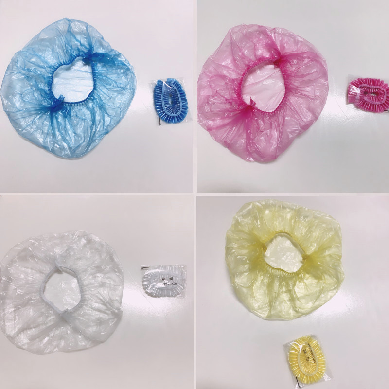 Disposable shower cap independent packaging pink blue yellow bar waterproof hotel beauty salon shower cap spot wholesale